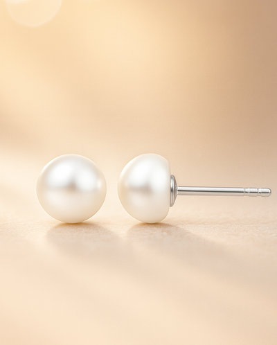 DANIEL CLIFFORD „Rita“ Damen Ohrstecker Silber 925 rhodiniert + Süßwasserzucht Perle, silberne Perlen Ohrringe