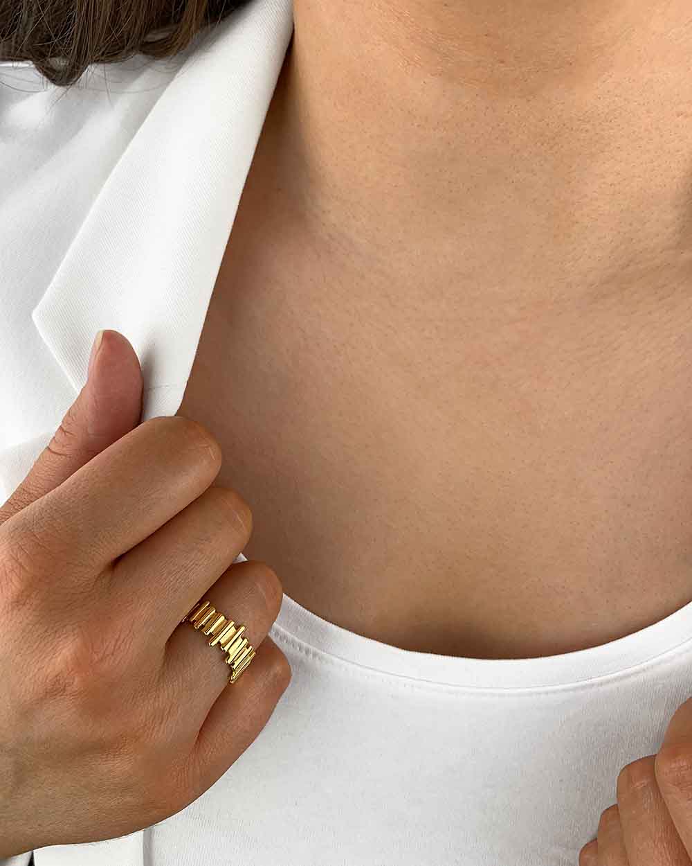 Damen Ring Silber 925 vergoldet 'Brenda' Goldring breit