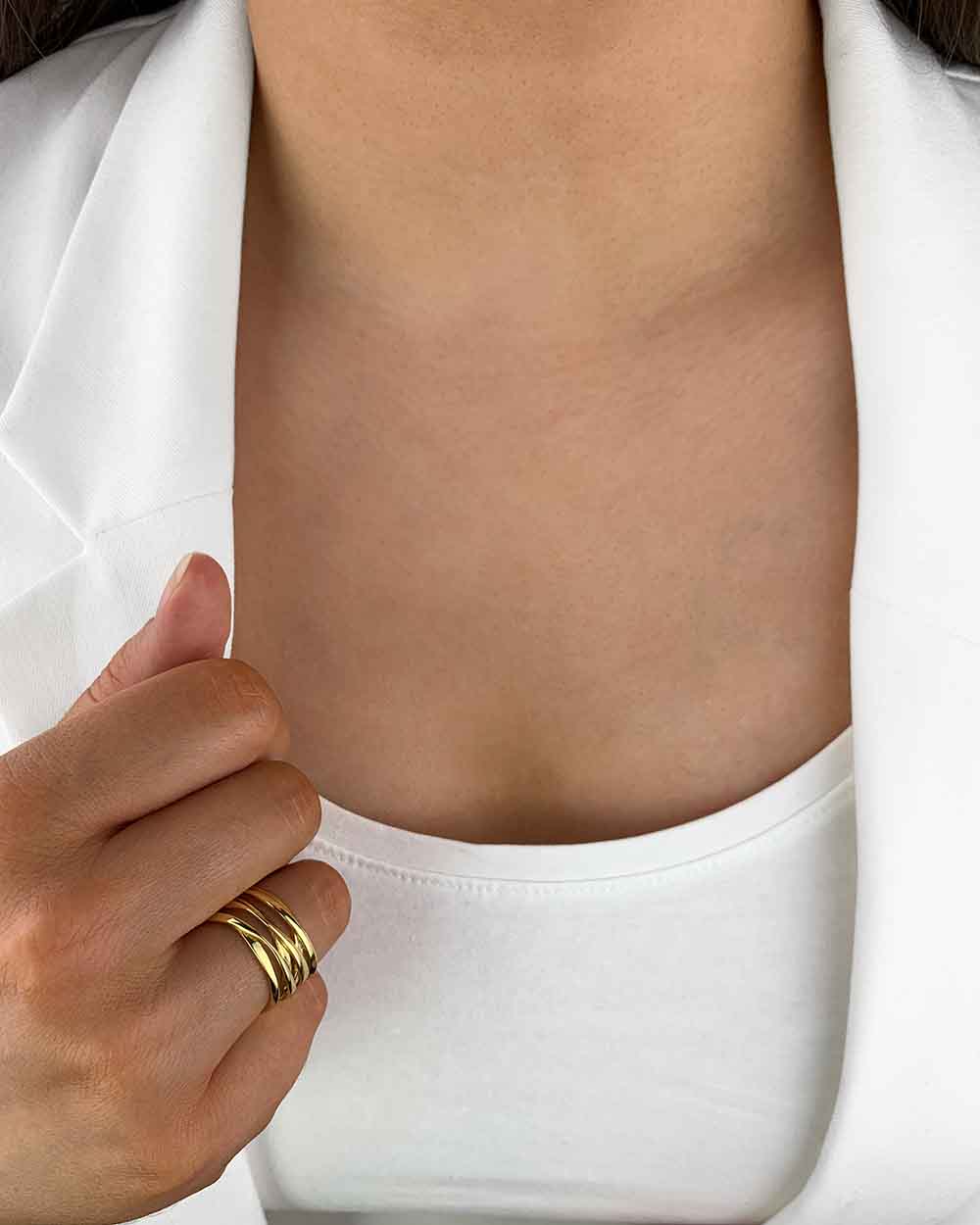 Damen Ring Silber 925 vergoldet goldring rhodiniert 'Jackie', breiter Silberring größenverstellbar für Frauen Statement-Ring mehrreihig großer Frauenring DANIEL CLIFFORD