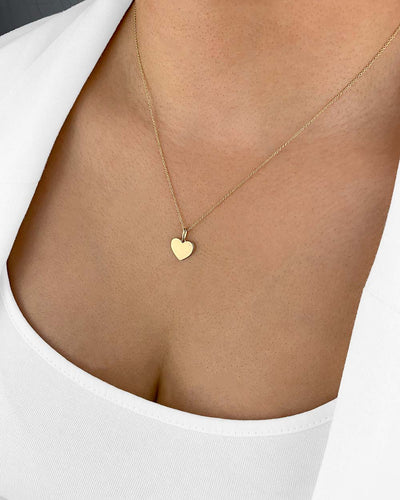 DANIEL CLIFFORD „Therese“ Damen Halskette 585 Gold Anhänger Herz Plättchen 14k Echtgold, goldenes Damen Collier 45cm filigrane Goldkette Goldherz 11mm
