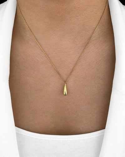 Damen Halskette 925 Silber vergoldet Anhänger Tropfen 'Tabea', 39cm – 45cm filigrane Silberkette Tropfenform Pendelkette goldene Kette Pendel | Daniel Clifford