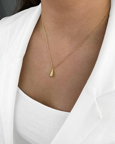 Damen Halskette 925 Silber vergoldet Anhänger Tropfen 'Tabea', 39cm – 45cm filigrane Silberkette Tropfenform Pendelkette goldene Kette Pendel | Daniel Clifford