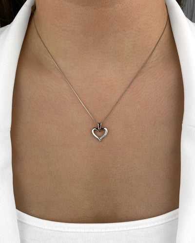 DANIEL CLIFFORD „Liliana“ Damen Halskette Silber 925 mit Anhänger Herz, filigrane Herzkette Sterlingsilber & Zirkonia, 45cm Silberkette Herzanhänger