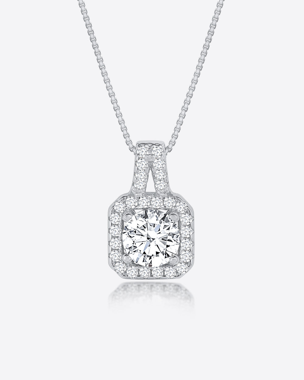 Damen Halskette Silber 925 Anhänger Kristall 'Lindsey', 45cm filigrane Silberkette Steinanhänger Quadrat dünne Kette kleiner Stein | Daniel Clifford 