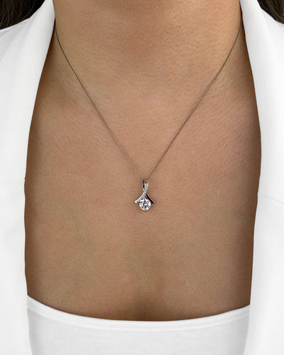 Damen Halskette Silber 925 Anhänger Kristall 'Anabel', 45cm filigrane Silberkette Solitaire Steinanhänger dünne Kette kleiner Stein | Daniel Clifford