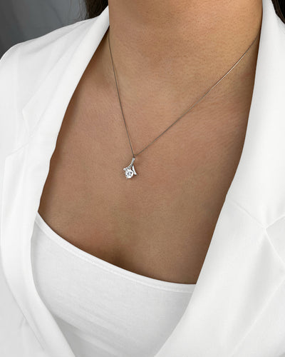 Damen Halskette Silber 925 Anhänger Kristall 'Anabel', 45cm filigrane Silberkette Solitaire Steinanhänger dünne Kette kleiner Stein | Daniel Clifford