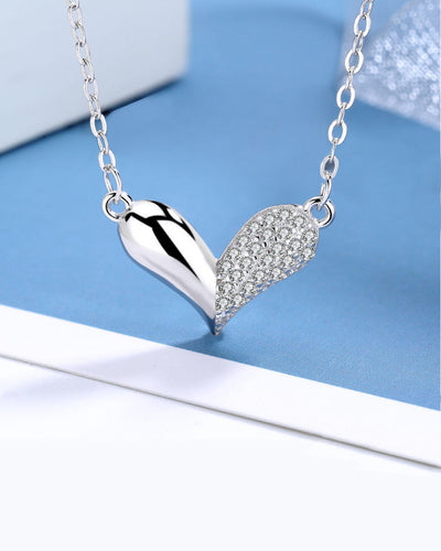 Damen Halskette Silber 925 Anhänger Herz Kristalle 'Melinda', 45cm Herzkette filigrane Silberkette kleiner Herzanhänger Kette Steine DANIEL CLIFFORD