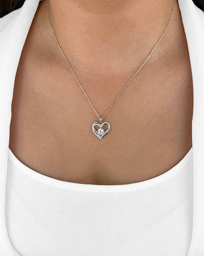 Damen Halskette Silber 925 Anhänger Herz Kristall 'Eva', filigrane Silberkette Herzanhänger Stein, Kette Kristallanhänger Herzkette, DANIEL CLIFFORD