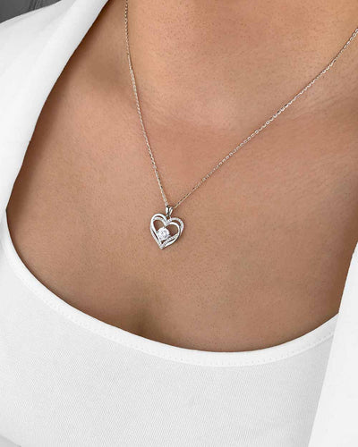 Damen Halskette Silber 925 Anhänger Herz Kristall 'Eva', filigrane Silberkette Herzanhänger Stein, Kette Kristallanhänger Herzkette, DANIEL CLIFFORD