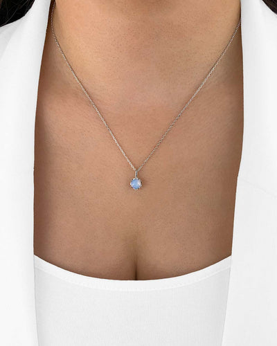 Damen Halskette Silber 925 Anhänger Kristall Glas Mondstein 'Luana', filigrane Silberkette Kristallanhänger klein, dünne Kette Stein, DANIEL CLIFFORD