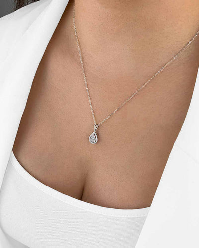 Damen Halskette Silber 925 Anhänger Kristalle Tropfen 'Antonia', filigrane Silberkette kleiner Kristallanhänger tropfenförmig dünne Kette mit Steinen
