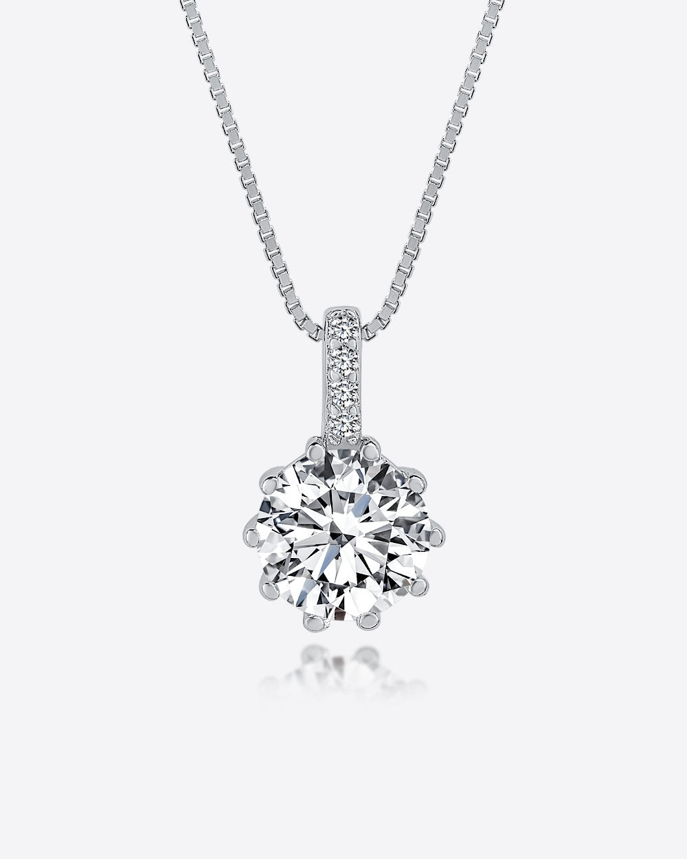 Damen Halskette Silber 925 Anhänger Kristall 'Beth', 45cm filigrane Silberkette Solitaire Anhänger Kette kleiner Stein schlicht | Daniel Clifford 
