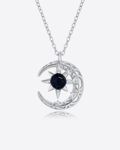 DANIEL CLIFFORD „Selena“ Damen Halskette Silber 925 mit Anhänger Mond Stein 45cm filigrane dünne Silberkette Mondanhänger Damen Kette Silber Mondstein 