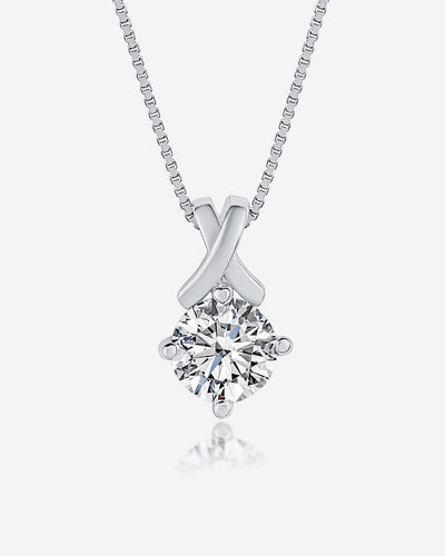 Damen Halskette Silber 925 Anhänger Kristall 'Kimberly', 45cm filigrane Silberkette schlicht Solitaire Anhänger Kette kleiner Stein | Daniel Clifford