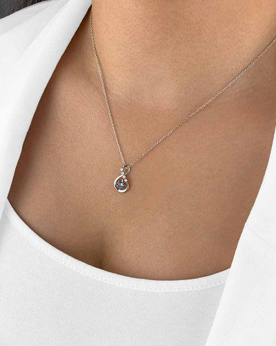 Damen Halskette Silber 925 Anhänger Kristall blau 'Melody', filigrane Silberkette mit Kristallanhänger Unendlichkeitszeichen dünne Kette blauer Stein