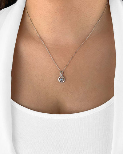 Damen Halskette Silber 925 Anhänger Kristall blau 'Melody', filigrane Silberkette mit Kristallanhänger Unendlichkeitszeichen dünne Kette blauer Stein