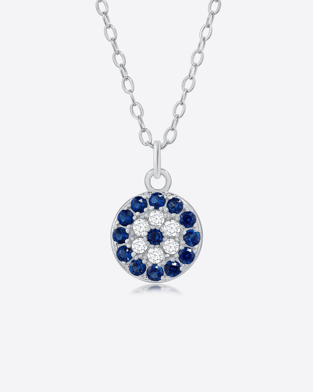 DANIEL CLIFFORD „Nila“ Damen Halskette Silber 925 Anhänger Nazar Auge, 45cm filigrane dünne Silberkette Nazaranhänger blaues Auge Kristall Kette 
