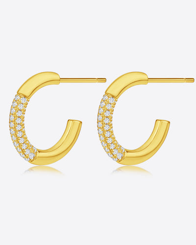 Damen Creolen Ohrringe 925 Silber vergoldet 'Liara', 15mm Creolen goldene Ohrstecker mit Zirkonia Kristallen runde Creolenstecker DANIEL CLIFFORD