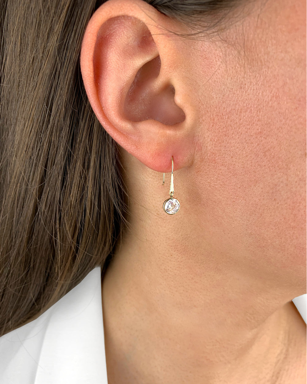 DANIEL CLIFFORD „Katy“ Damen Ohrhänger 585 Gold 14k Echtgold Ohrringe hängend mit Zirkonia Kristall rund Gold Hängeohrringe Geschenk