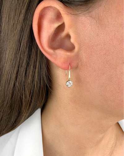 DANIEL CLIFFORD „Katy“ Damen Ohrhänger 585 Gold 14k Echtgold Ohrringe hängend mit Zirkonia Kristall rund Gold Hängeohrringe Geschenk
