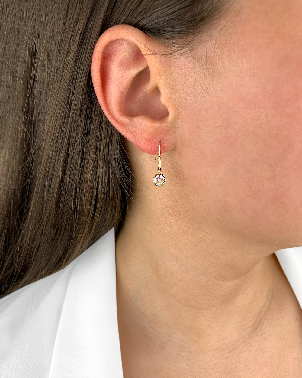 DANIEL CLIFFORD „Katy“ Damen Ohrhänger 585 Gold 14k Echtgold Ohrringe hängend mit Zirkonia Kristall rund Gold Hängeohrringe Geschenk