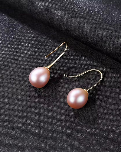 Damen Ohrringe Silber 925 vergoldet Süßwasserzucht Perle rosa 'Kylie', hängende Perlenohrringe klassische Hängeohrringe mit Perle pink DANIEL CLIFFORD