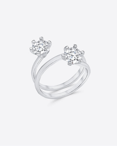 DANIEL CLIFFORD „Samantha“ Damen Ring Silber 925 größenverstellbar filigran rhodinierter Silberring mit Kristallen offener Ring Sterlingsilber Frauen