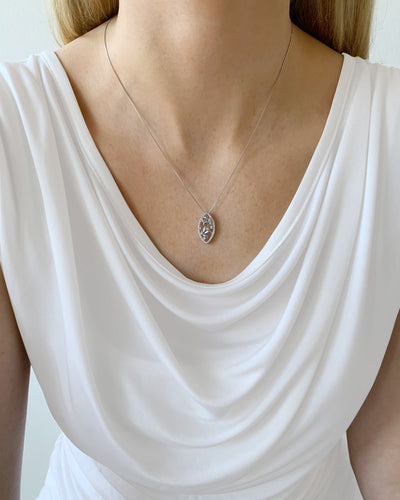 Daniel Cilfford Damen Halskette Silber 925 Anhänger Zirkonia Kristall Blüte Oliven Baum Paradies Silberkette Geschenk Schmuck Frau Freundin Mutter Schwester