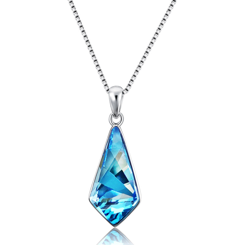DANIEL CLIFFORD Celeste Damen-Halskette 925 Sterling-Silber I Swarovski Elements Kristall blau (Kettenlänge: 43 cm) - Echtschmuck Geschenk für Sie