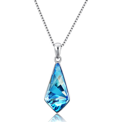 DANIEL CLIFFORD Celeste Damen-Halskette 925 Sterling-Silber I Swarovski Elements Kristall blau (Kettenlänge: 43 cm) - Echtschmuck Geschenk für Sie