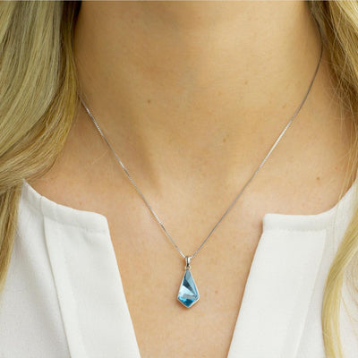 DANIEL CLIFFORD Celeste Damen-Halskette 925 Sterling-Silber I Swarovski Elements Kristall blau (Kettenlänge: 43 cm) - Echtschmuck Geschenk für Sie 