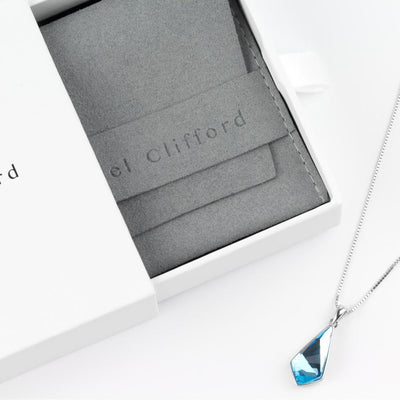 DANIEL CLIFFORD Celeste Damen-Halskette 925 Sterling-Silber I Swarovski Elements Kristall blau (Kettenlänge: 43 cm) - Echtschmuck Geschenk für Sie 