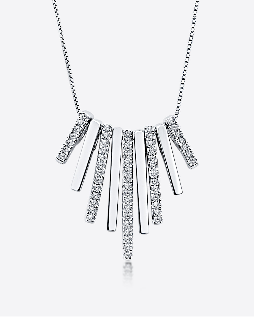 DANIEL CLIFFORD Emilia Damen-Halskette 925 Sterling-Silber I Zirkonia-Kristalle weiß (Kettenlänge: 45 cm) - Echtschmuck Geschenk für Sie