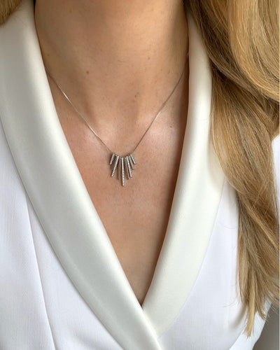 DANIEL CLIFFORD Emilia Damen-Halskette 925 Sterling-Silber I Zirkonia-Kristalle weiß (Kettenlänge: 45 cm) - Echtschmuck Geschenk für Sie