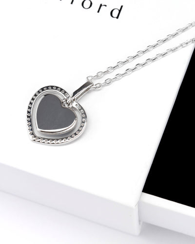 Daniel Clifford Damen Halskette Silber 925 Herzkette Frauen Bella Kristall Herzanhänger Zirkonia Blau Geschenk Freundin Mutter Schwester Herzkette Silber