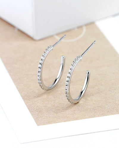 Daniel Clifford Damen Schmuck Ohrringe Creolen 17 mm Zirkonia Kristalle Damen Ohrstecker Frauen Silber 925 Geschenk Freundin Mutter Schwester mittelgroße Hoops Hoop Earrings