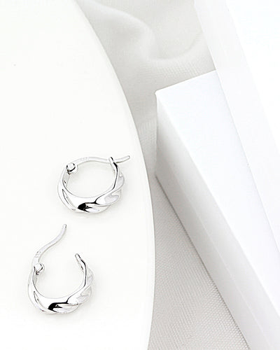 DANIEL CLIFFORD Damen Creolen gerillt »Anna« , Bügelverschluss Ohrringe 925 Silber 13mm elegante Silbercreolen mit Scharnier