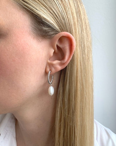 Daniel Clifford Damen Ohrringe Silber 925 Süßwasser-Perlen Creolen Sterlingsilber Sophia Geschenk Frau Freundin Schwester Mutter