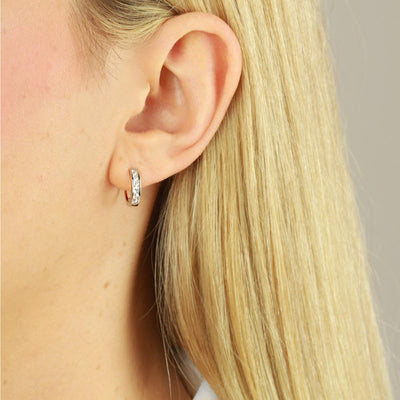 DANIEL CLIFFORD Grace Ohrringe Silber 925 Creolen Zirkonia Kristalle I Echtschmuck für Frauen aus Sterlingsilber + Geschenk-Box für Sie zum Jahrestag/Geburtstag/Jubiläum