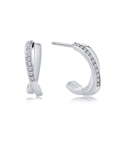 DANIEL CLIFFORD Louise Damen Ohrringe Silber 925 I Creolen Zirkonia Kristalle I Schmuck aus Sterlingsilber I Geschenk für Frau Freundin Schwester Mutter