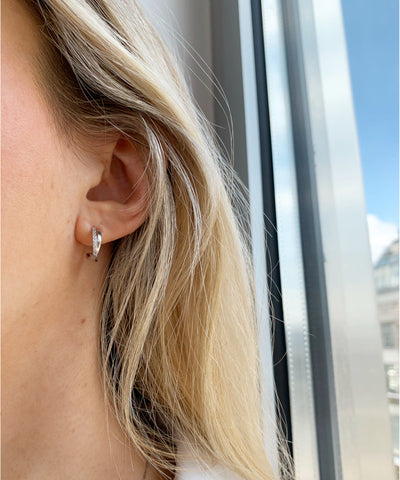 DANIEL CLIFFORD Louise Damen Ohrringe Silber 925 I Creolen Zirkonia Kristalle I Schmuck aus Sterlingsilber I Geschenk für Frau Freundin Schwester Mutter