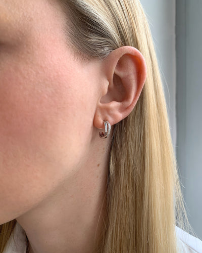 DANIEL CLIFFORD Louise Damen Ohrringe Silber 925 I Creolen Zirkonia Kristalle I Schmuck aus Sterlingsilber I Geschenk für Frau Freundin Schwester Mutter 
