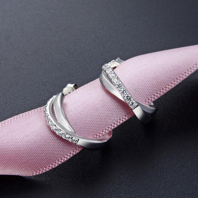DANIEL CLIFFORD Louise Damen Ohrringe Silber 925 I Creolen Zirkonia Kristalle I Schmuck aus Sterlingsilber I Geschenk für Frau Freundin Schwester Mutter