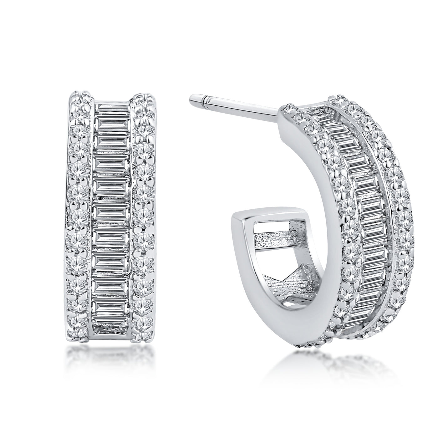 DANIEL CLIFFORD Cécile Ohrringe Silber 925 Creolen Zirkonia Kristalle I Echtschmuck für Frauen aus Sterlingsilber + Geschenk-Box für Sie zum Jahrestag/Geburtstag/Jubiläum