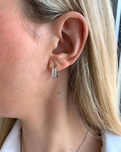DANIEL CLIFFORD Cécile Ohrringe Silber 925 Creolen Zirkonia Kristalle I Echtschmuck für Frauen aus Sterlingsilber + Geschenk-Box für Sie zum Jahrestag/Geburtstag/Jubiläum