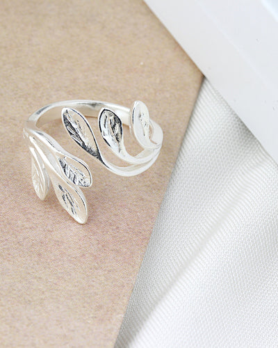 daniel Clifford damen ring silber 925 lea lorbeer blaetter blume silberring größenverstellbar handgefertigt schmuck geschenk frau freundin