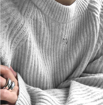 Daniel Clifford Halskette 925 Silber Damen Kette Torus Anhänger Pendant Geschenk für Frauen Freundin Mutter Schwester Oval Anhänger