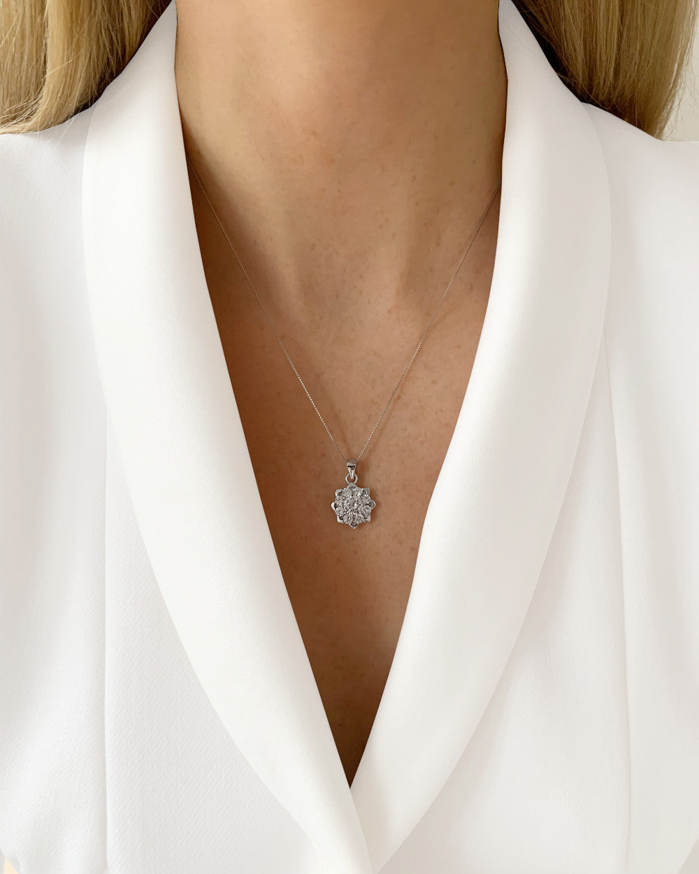 Daniel Clifford damen schmuck Halskette Silber 925 Stern Schneeflocke Schnee Anhänger Kristall zirkonia Pendant 45 cm