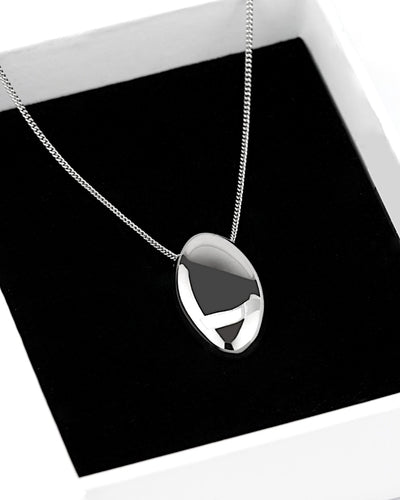 Daniel Clifford Damen Halskette Silber 925 Anhänger oval glänzend rund Silberkette Pendant 50 cm Schmuck Geschenk Frau Freundin Mutter Schwester