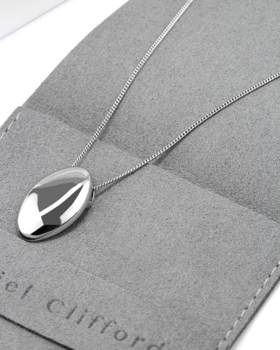 Daniel Clifford Damen Halskette Silber 925 Anhänger oval glänzend rund Silberkette Pendant 50 cm Schmuck Geschenk Frau Freundin Mutter Schwester